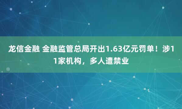 龙信金融 金融监管总局开出1.63亿元罚单！涉11家机构，多人遭禁业