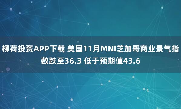 柳荷投资APP下载 美国11月MNI芝加哥商业景气指数跌至36.3 低于预期值43.6